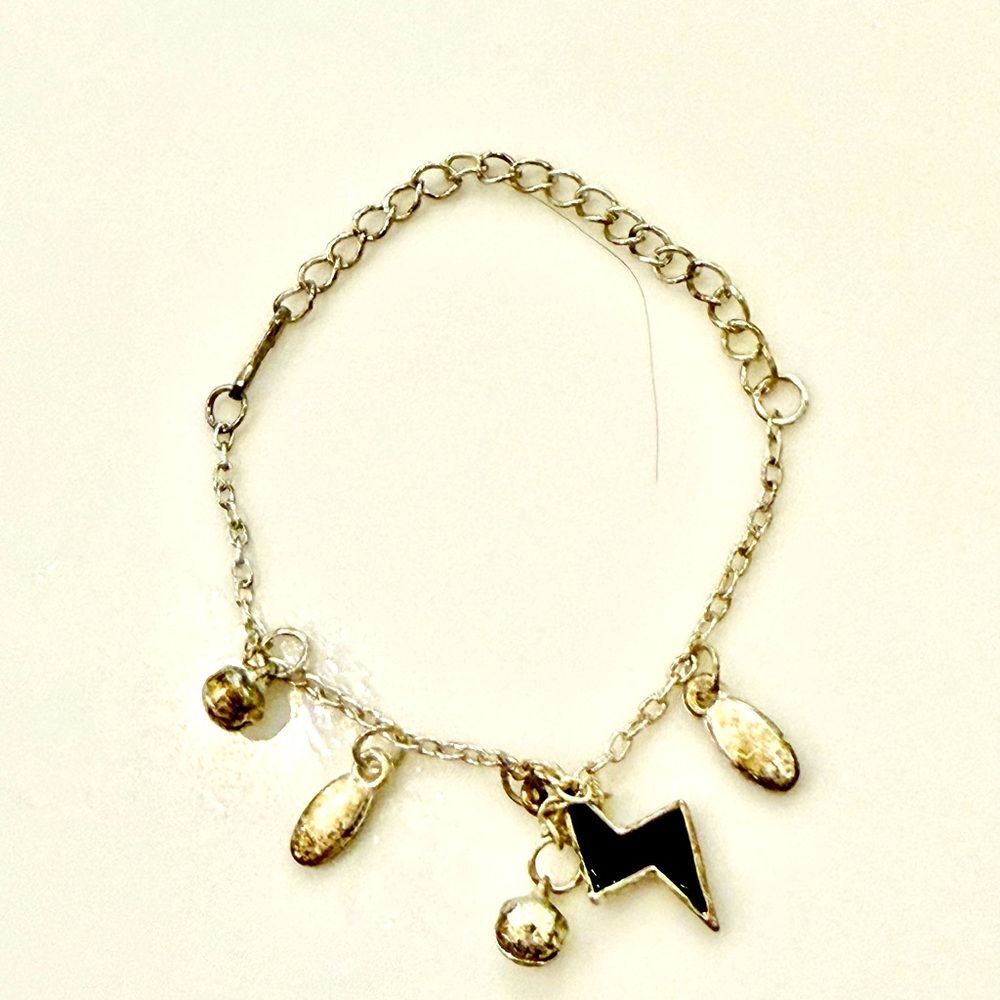 Silver tone Charm Bracelet with Lightning Bolt